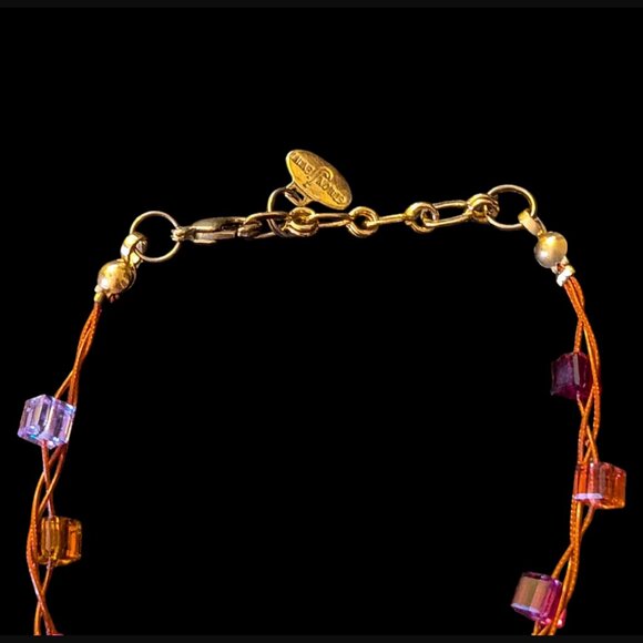 Etalon Jenavi Gold Tone Wire Wrap Square Crystal Size 7.25" Bracelet - Picture 8 of 9